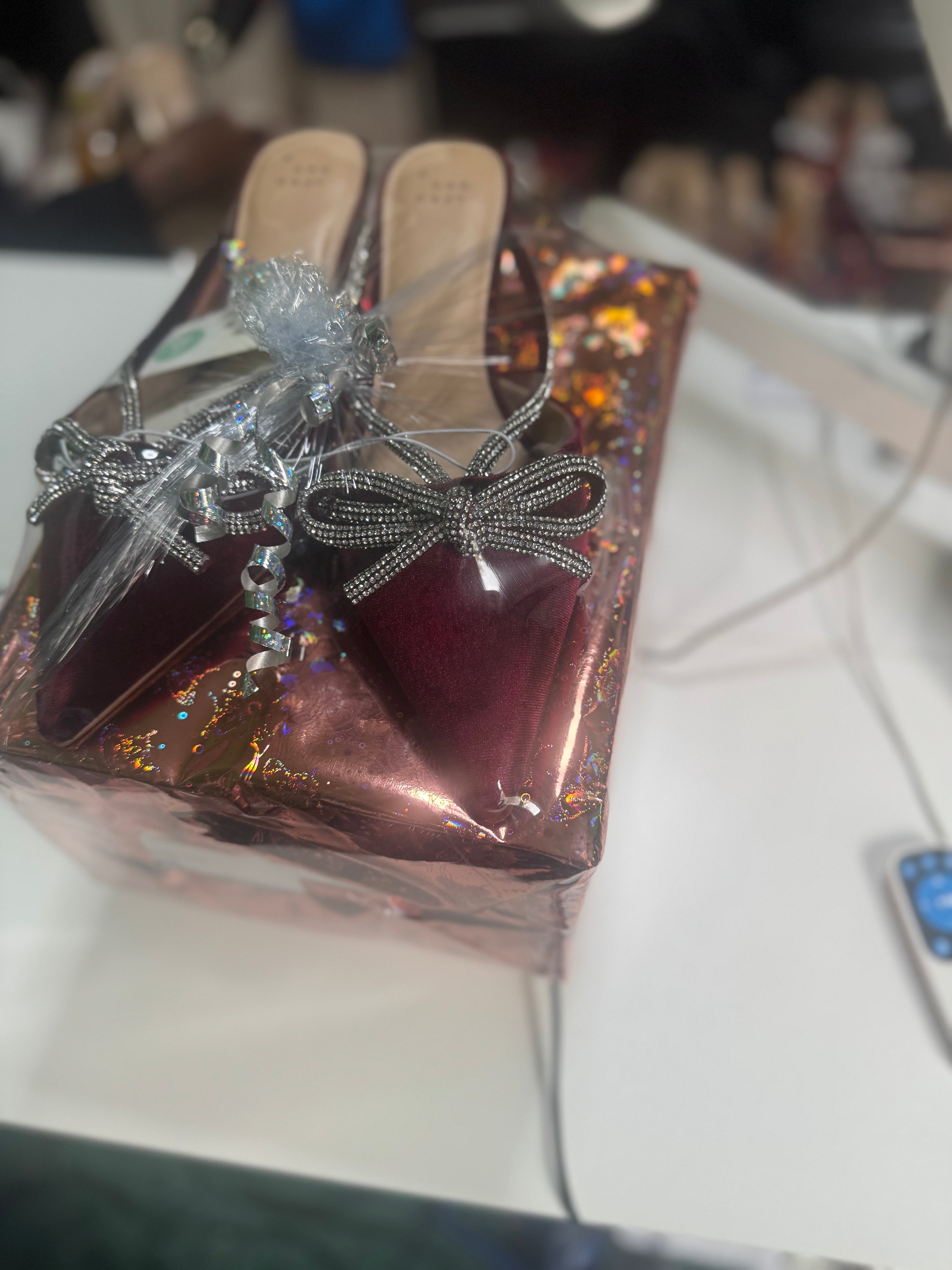 Beautiful Diamond Bowtie Satin Heels
