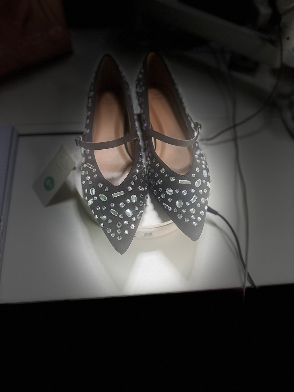 Black Rhinestone Flats