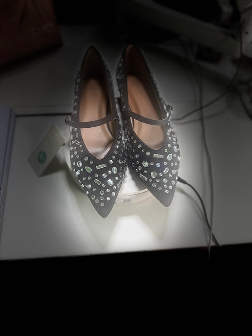 Black Rhinestone Flats
