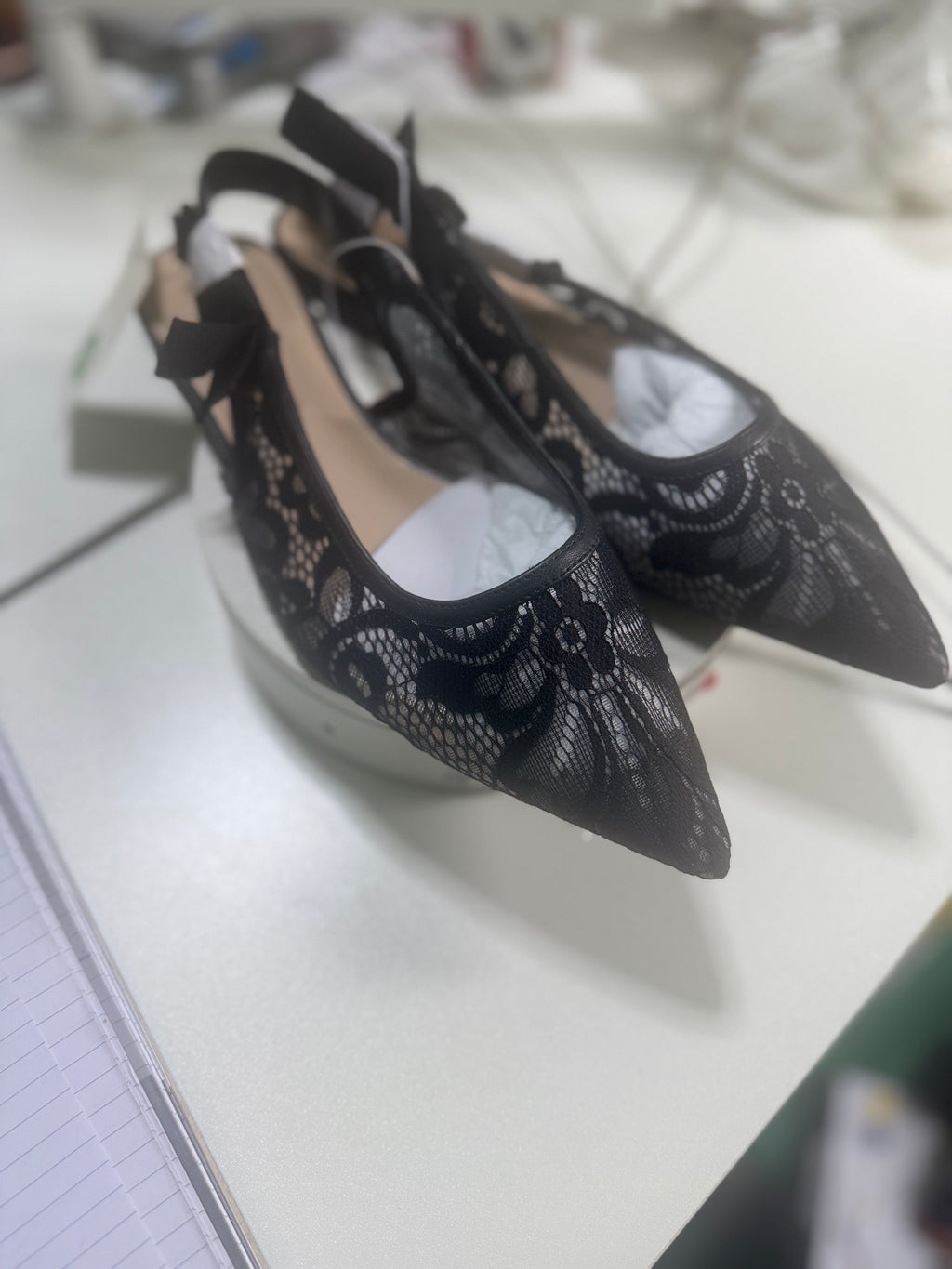 Black Sling Back See Through Slide In's