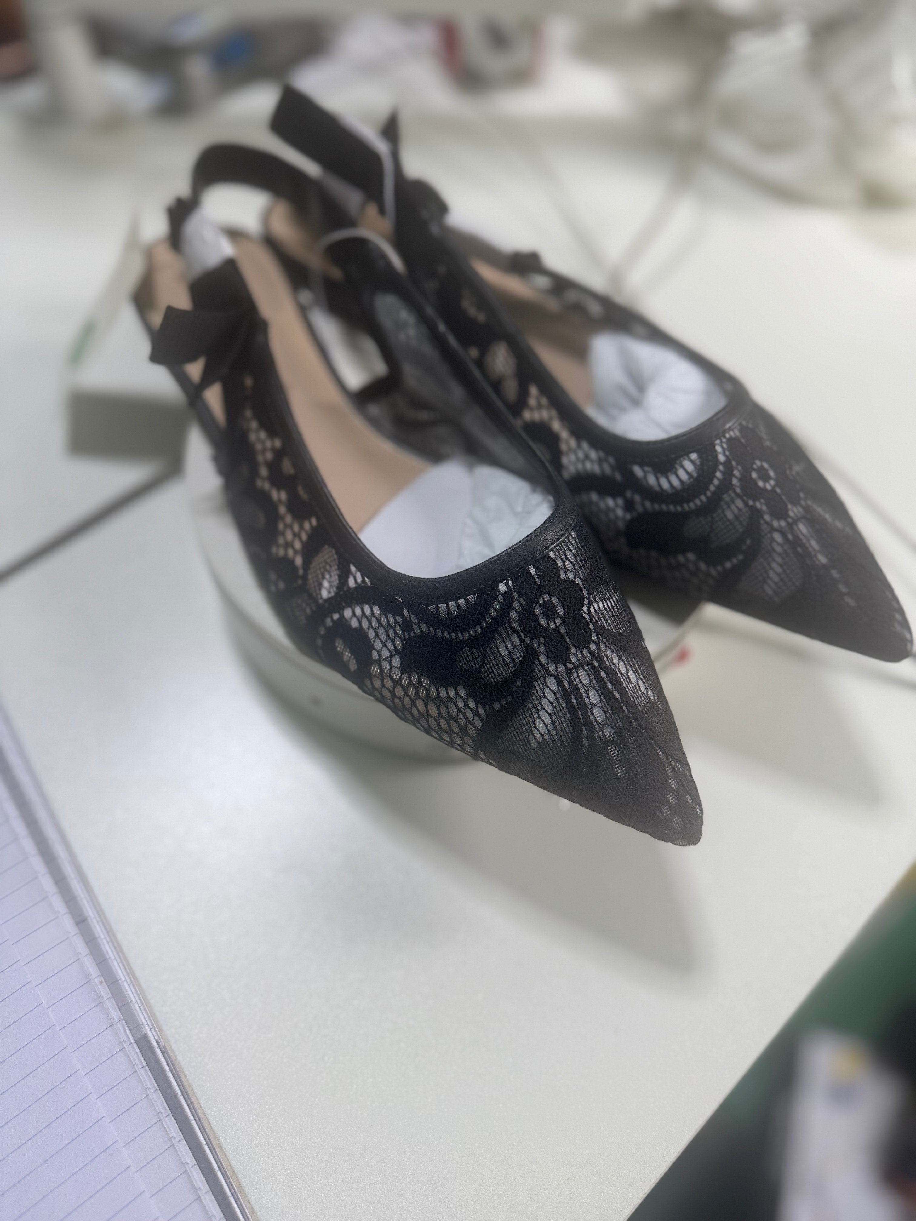 Black Sling Back See Through Slide In's