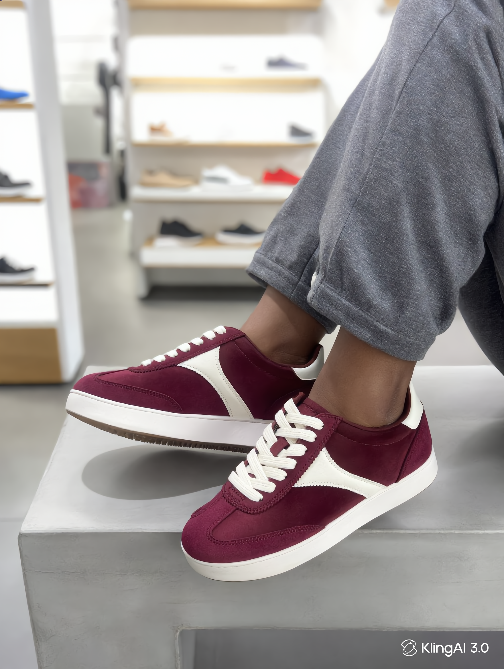 Burgundy Memory Foam Walking Shoes