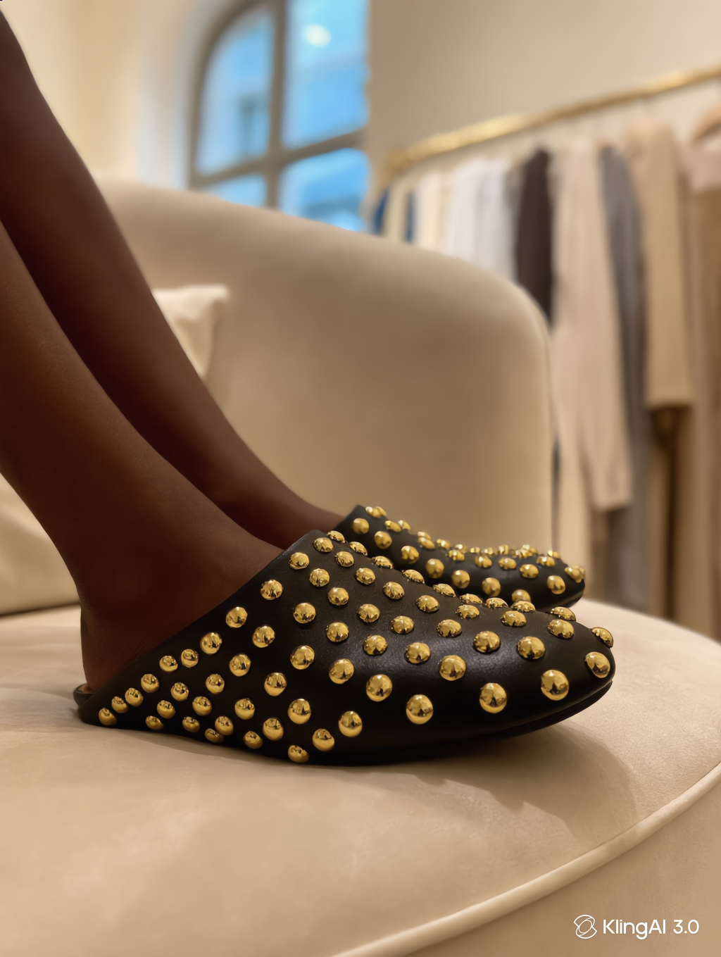 Black Gold Studded Slide In's