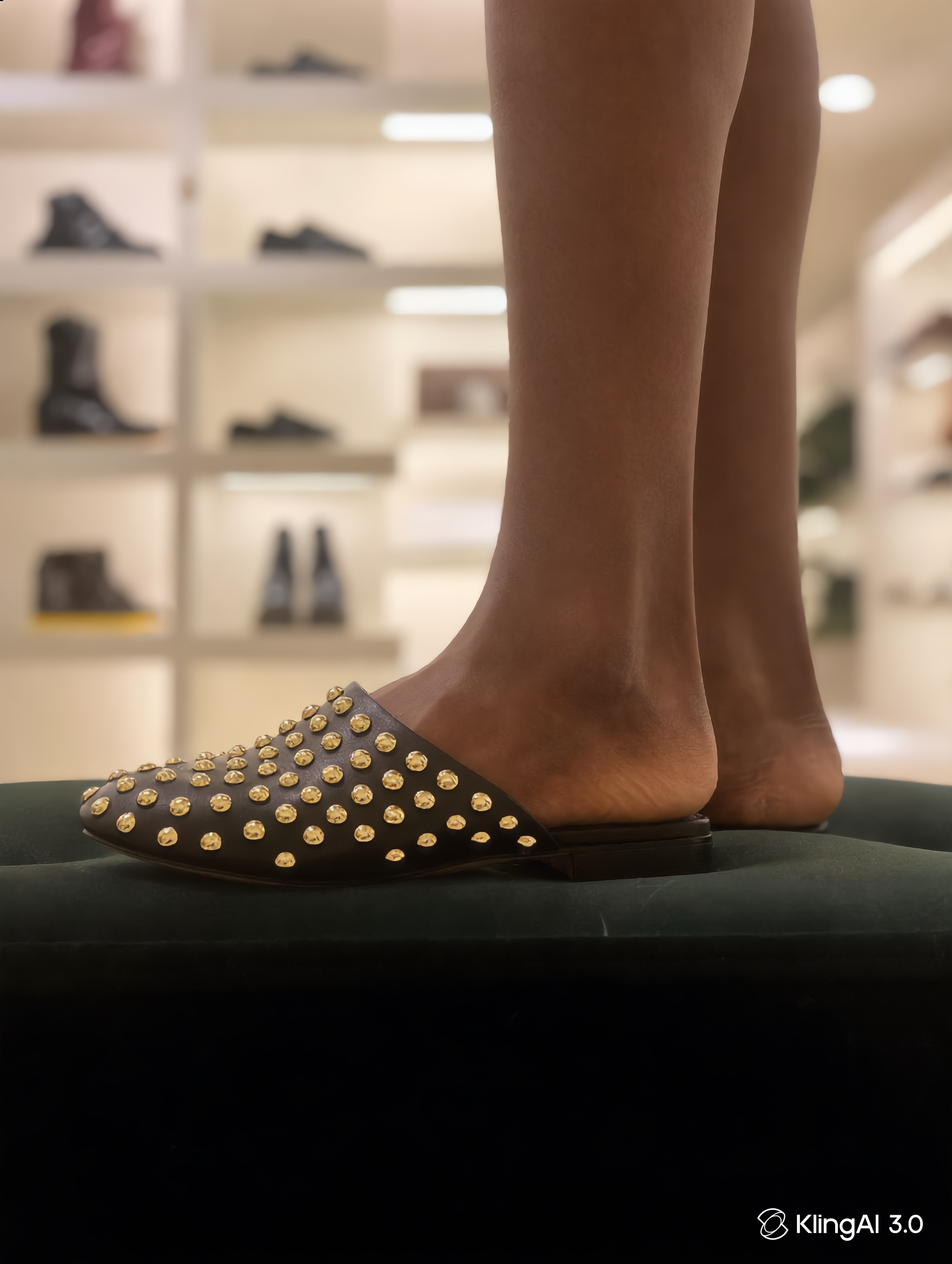 Black Gold Studded Slide In's
